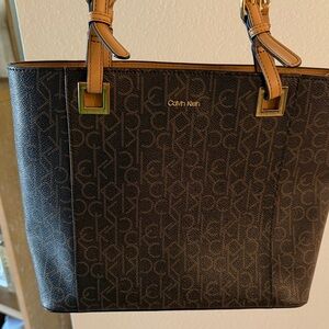 Calvin Klein Black and Brown Monogram Tote